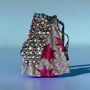 NWOT Double Layer SILK Multicolor Pink Blue Wrap Skirt One Size